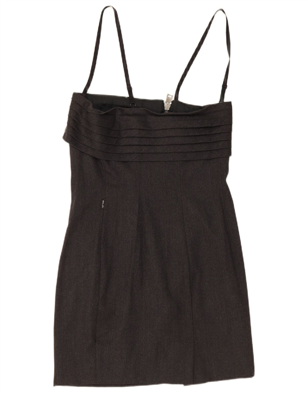 Vintage Damen Ärmelloses, figurbetontes Kleid IT 44 Mittelgraues Acetat