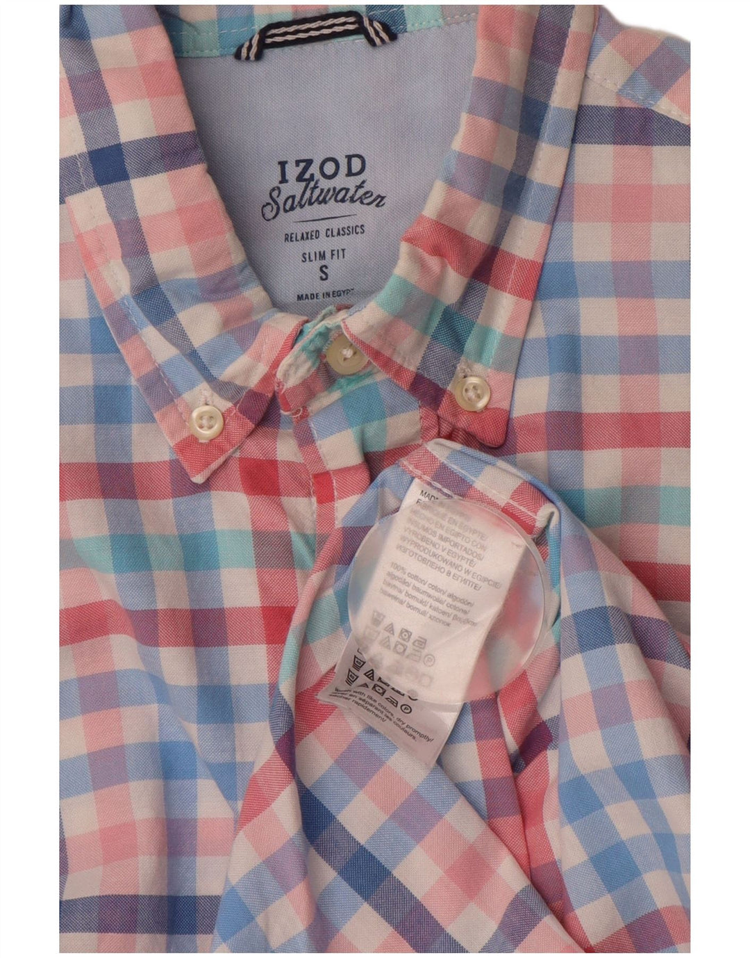 IZOD Herren Salt Water Slim Fit Hemd, klein, mehrfarbig, kariert, Baumwolle