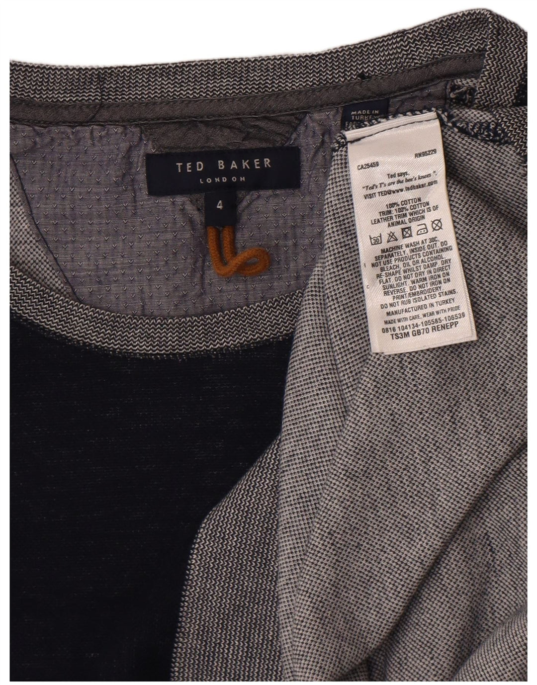 Ted Baker Herren-Sweatshirt, Pullover, Größe 4, groß, marineblau, Colourblock-Baumwolle