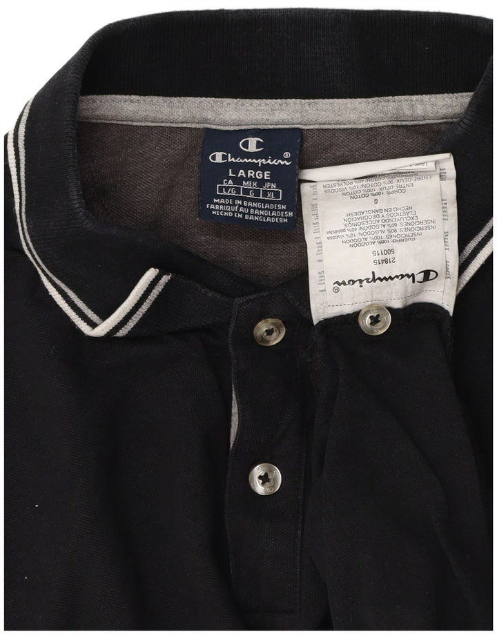 Champion Herren-Poloshirt, groß, aus schwarzer Baumwolle