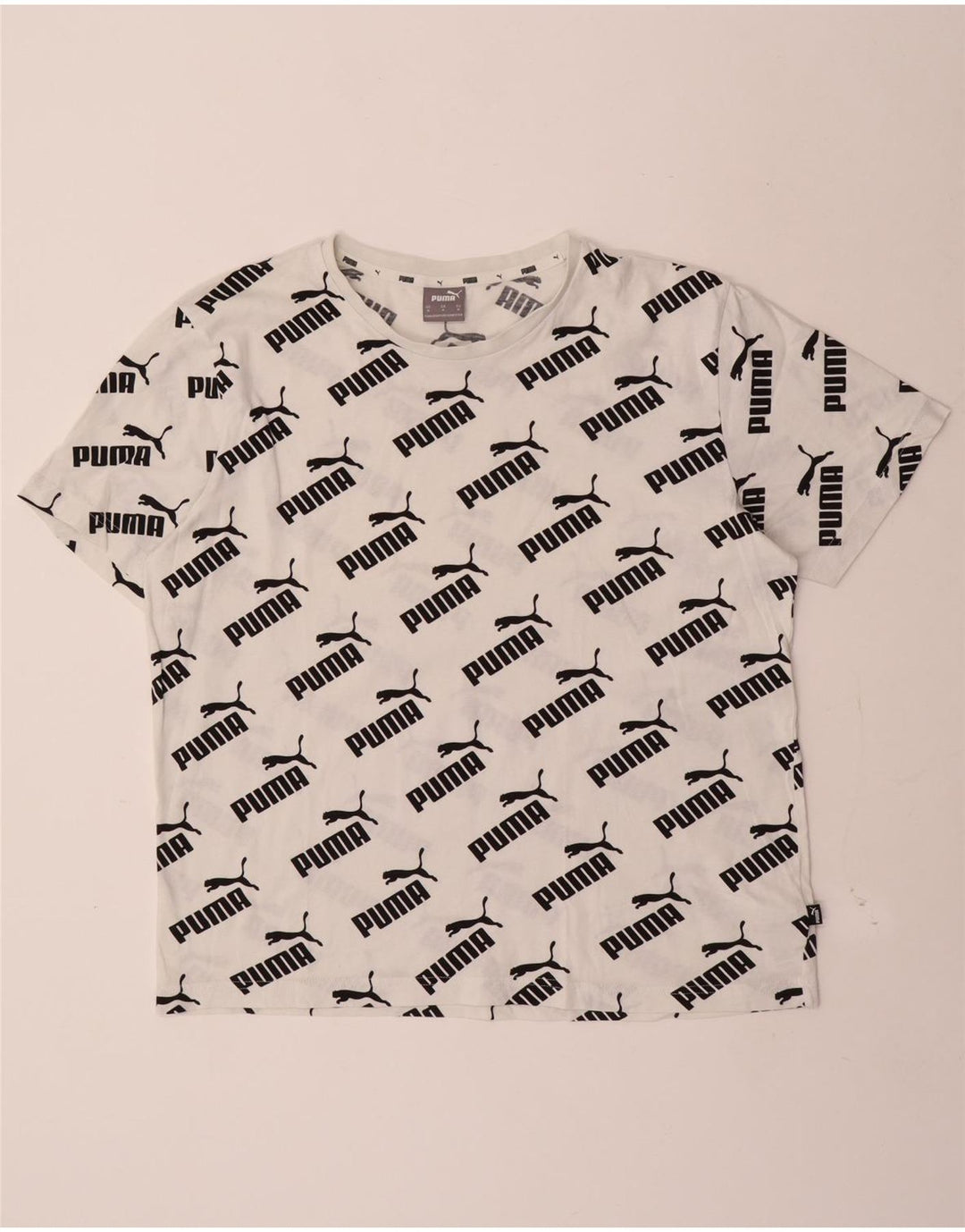 Puma Herren Grafik-T-Shirt-Oberteil aus mittelweißer Baumwolle