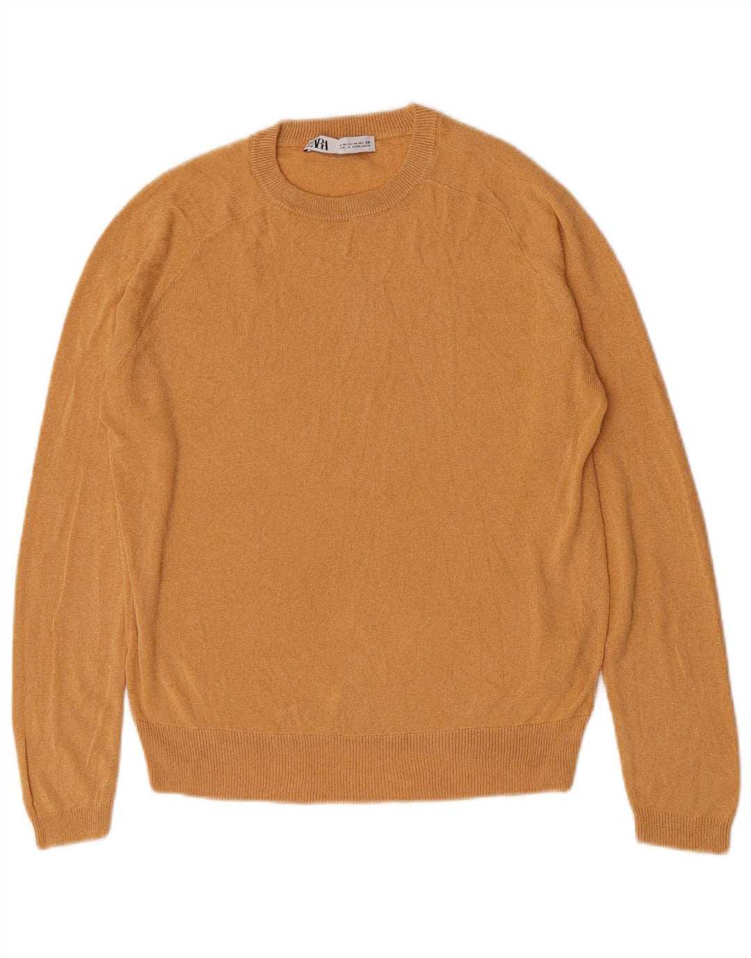 Zara Damen-Pullover mit Rundhalsausschnitt, UK 12, mittelorange Viskose