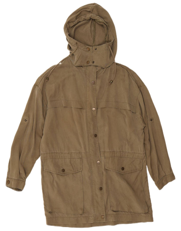 Übergroße Parka-Jacke mit Kapuze von Zara für Damen, UK 14, mittleres Khaki