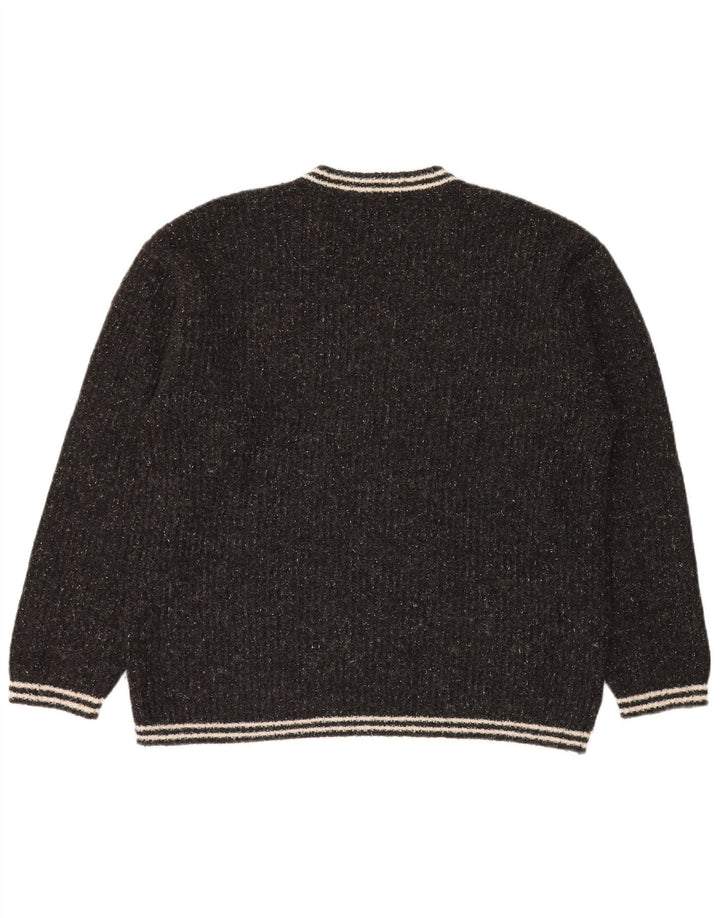 Belfe & Belfe Herren-Pullover mit V-Ausschnitt, groß, grau gesprenkelte Wolle