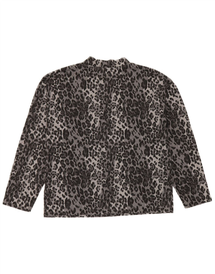 Marks & Spencer Damen Top Langarm UK 10 Small Grau Animal Print