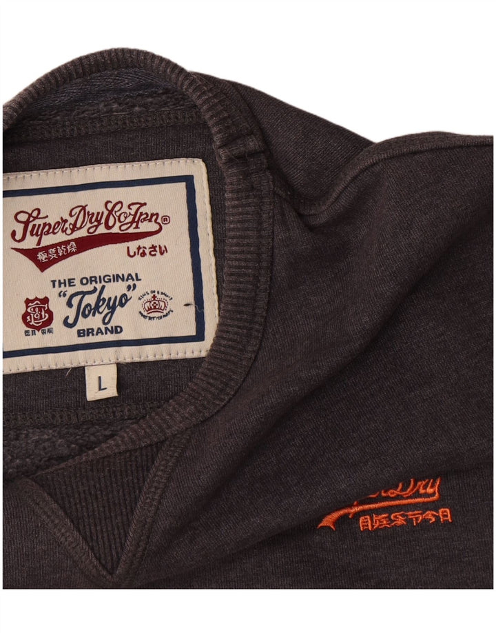 Superdry Herren-Sweatshirt-Pullover, große graue Baumwolle