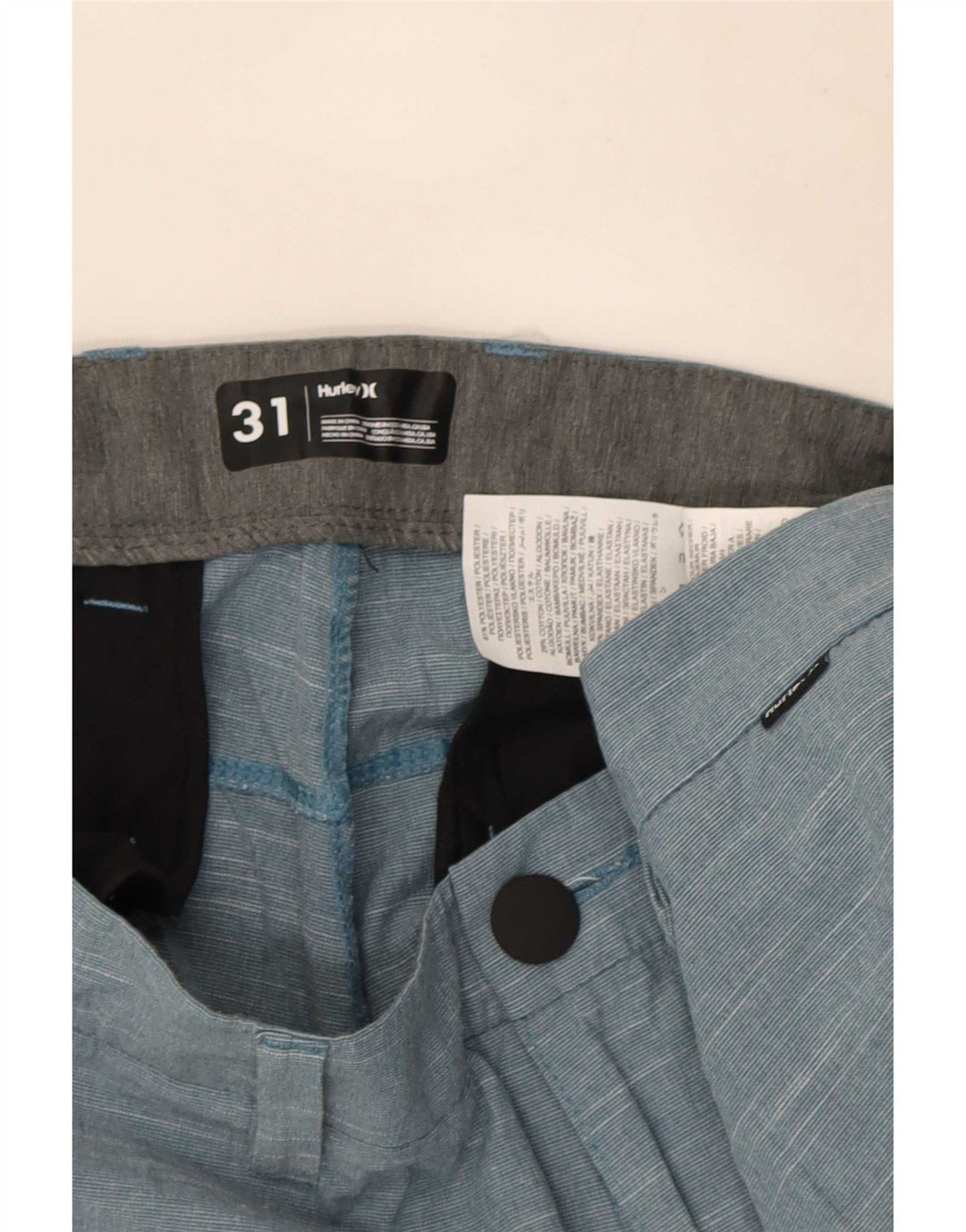 Hurley Herren-Chinoshorts W31 Mittelblau meliertes Polyester