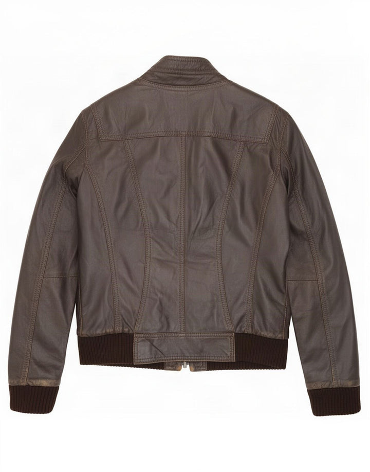 Vintage Herren Bomber Lederjacke IT 48 Mittelbraun