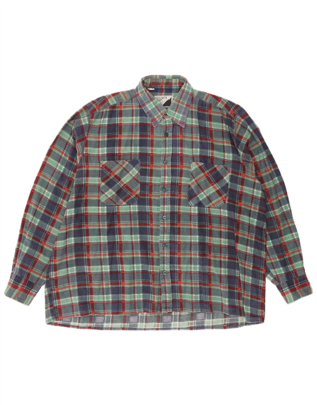 Dolomite Herren-Flanellhemd XL, grün kariert, Baumwolle