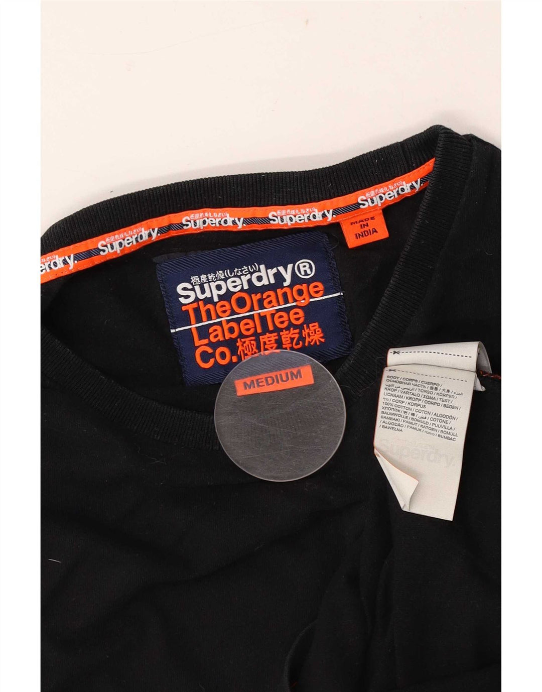 Superdry Herren-Langarmoberteil aus mittelschwarzer Baumwolle