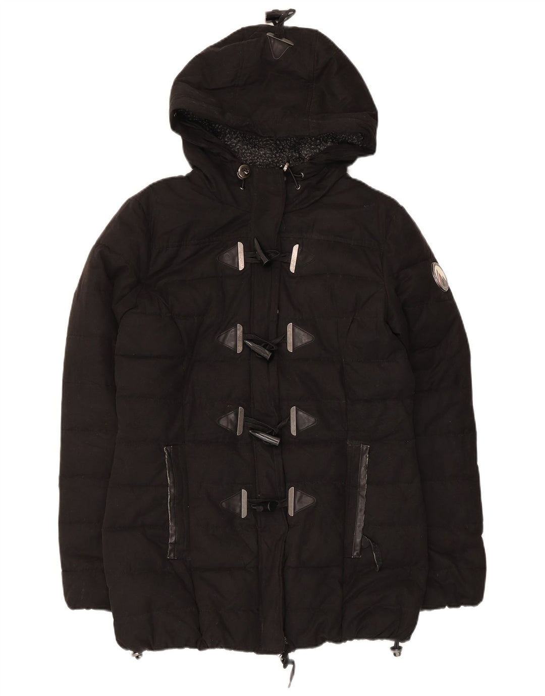 Superdry Wattierte Damenjacke mit Kapuze, UK 12, Mittelschwarz, Polyester