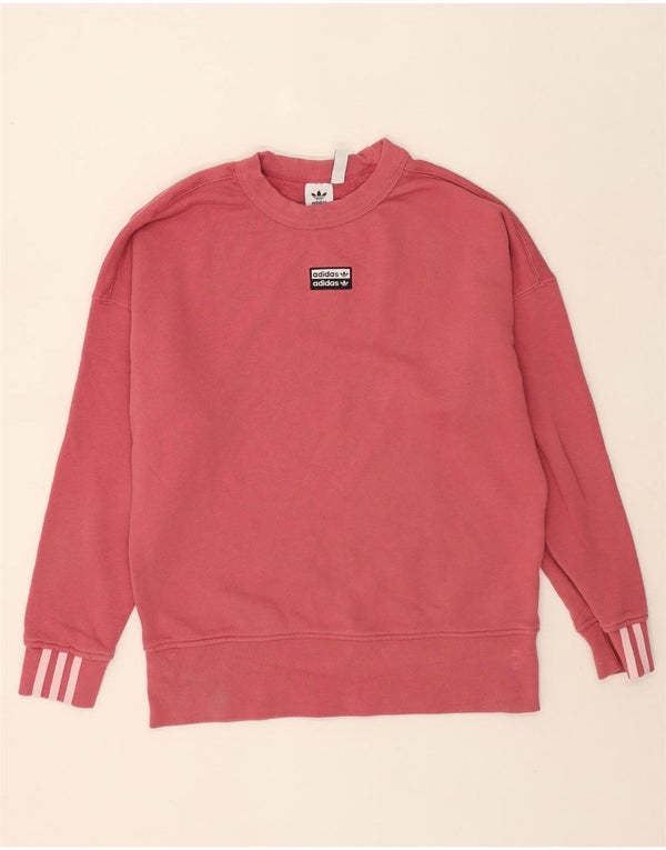 Adidas Damen Übergroßer Sweatshirt-Pullover UK 6 XS Rosa Baumwolle