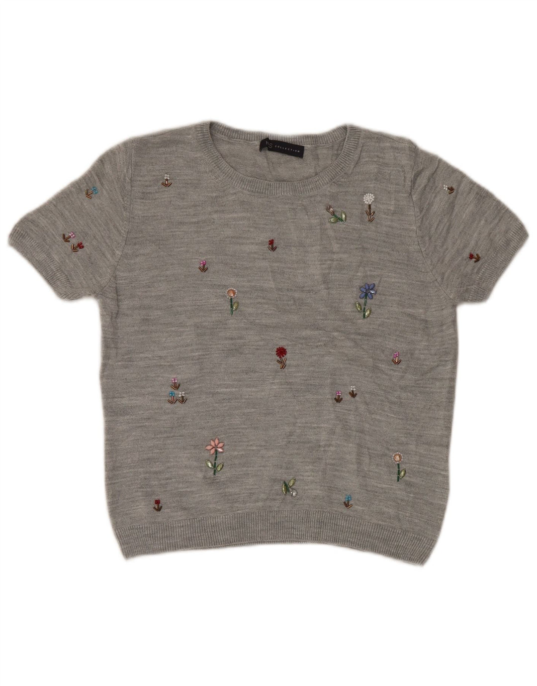 MARKS & SPENCER Damen Crop Pullover mit Rundhalsausschnitt, UK 12, Mittelgrau