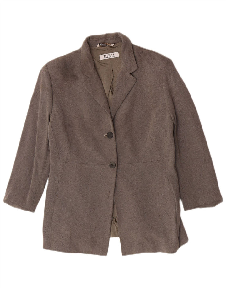 Marella Damen 2-Knopf-Blazer-Jacke, UK 16, große graue Viskose