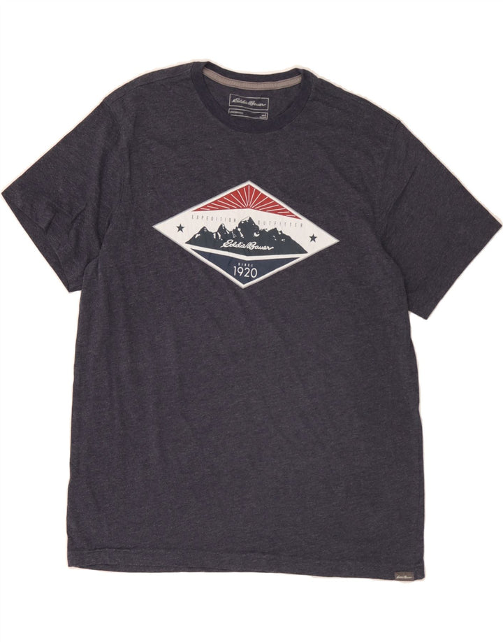 EDDIE BAUER Mens Graphic T-Shirt Top Large Navy Blue Cotton Vintage Eddie Bauer and Second-Hand Eddie Bauer from Messina Hembry 