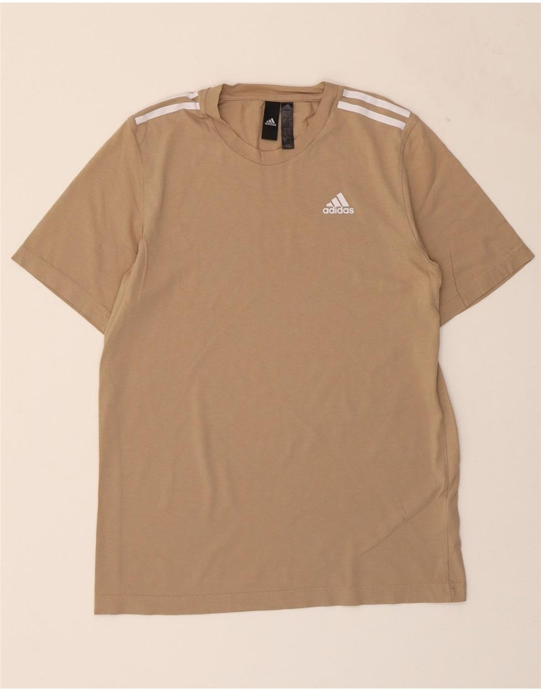 ADIDAS Mens T-Shirt Top Small Beige Cotton Vintage Adidas and Second-Hand Adidas from Messina Hembry 