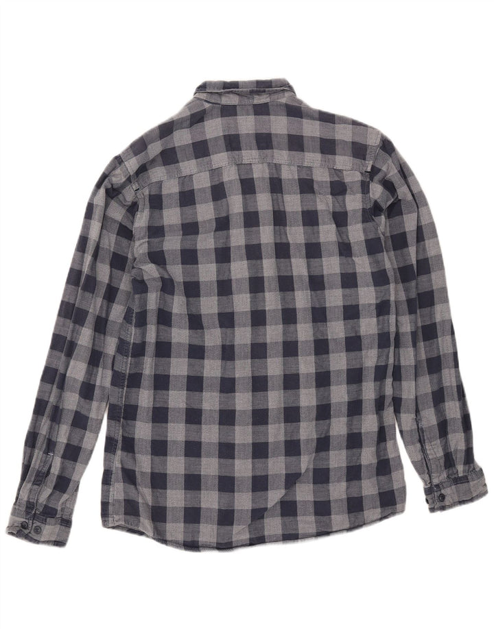 JACK & JONES Herren-Flanellhemd, klein, marineblau, kariert, Baumwolle