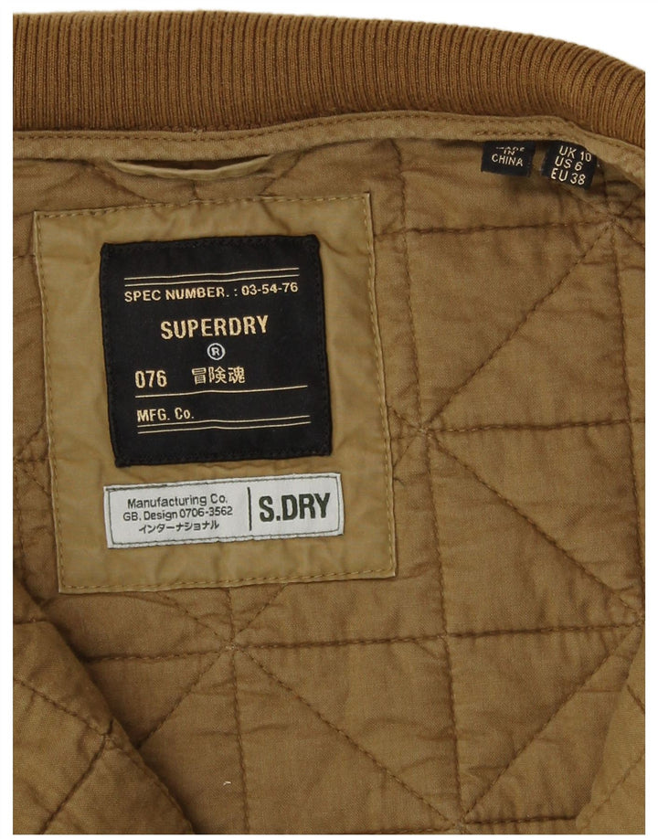 Superdry Damen Steppjacke UK 10 Small Khaki Baumwolle