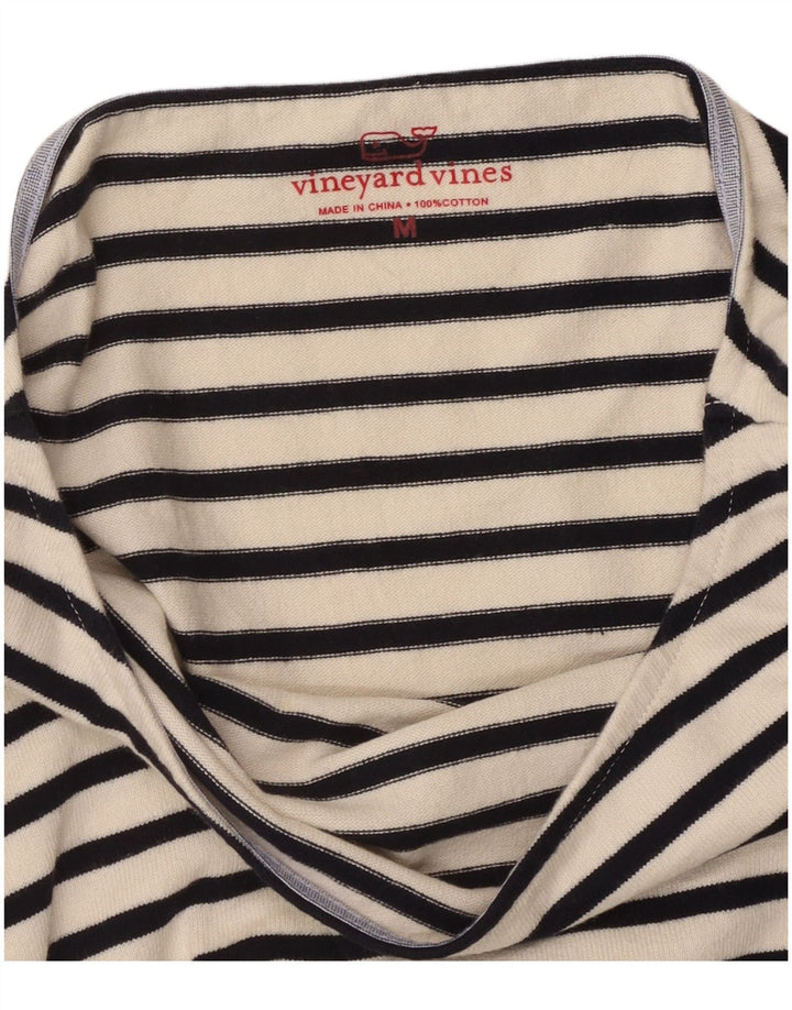 VINEYARD VINES Womens Top Long Sleeve UK 14 Medium White Striped Cotton