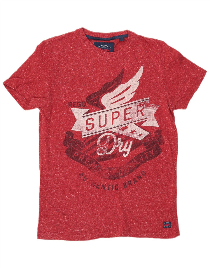 Superdry Herren-T-Shirt mit normaler Passform, mittelrot gesprenkelter Baumwolle