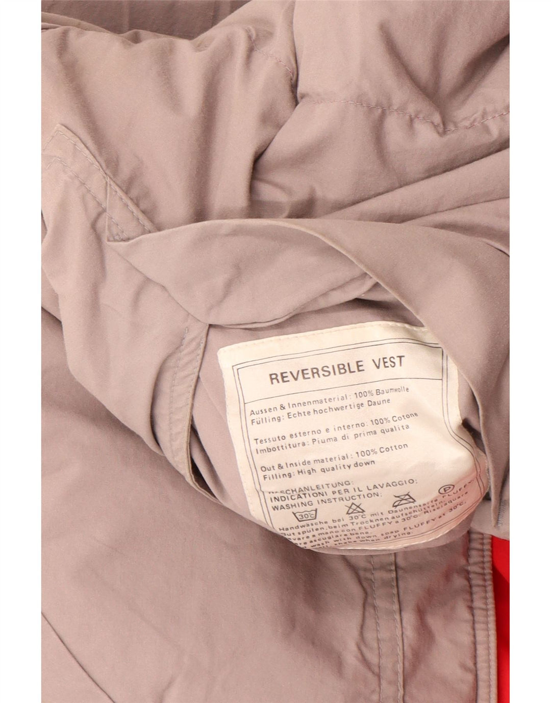 Vintage Herren Reversible Wattierte Weste UK 38 Mittelrote Baumwolle