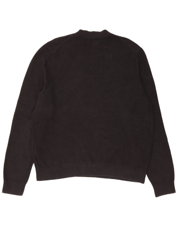 Cos Herren-Pullover mit Rundhalsausschnitt, reguläre Passform, XL, schwarze Baumwolle