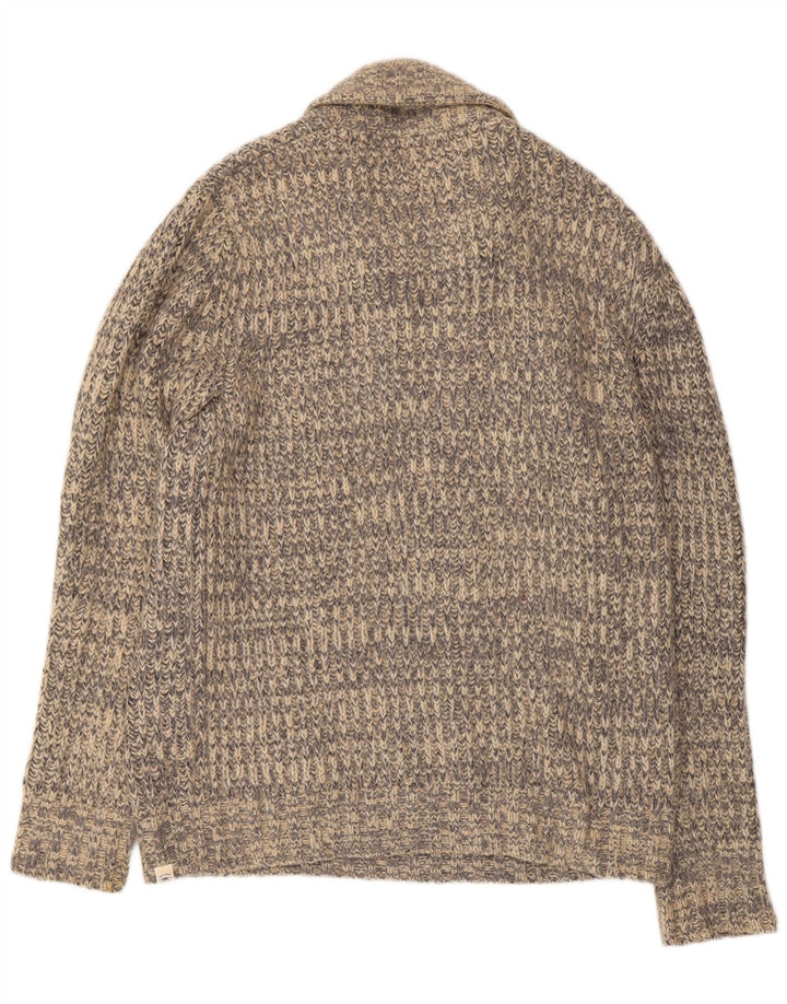 Fat Face Herren-Pullover mit Schalkragen, Mittelgrau geflecktes Acryl