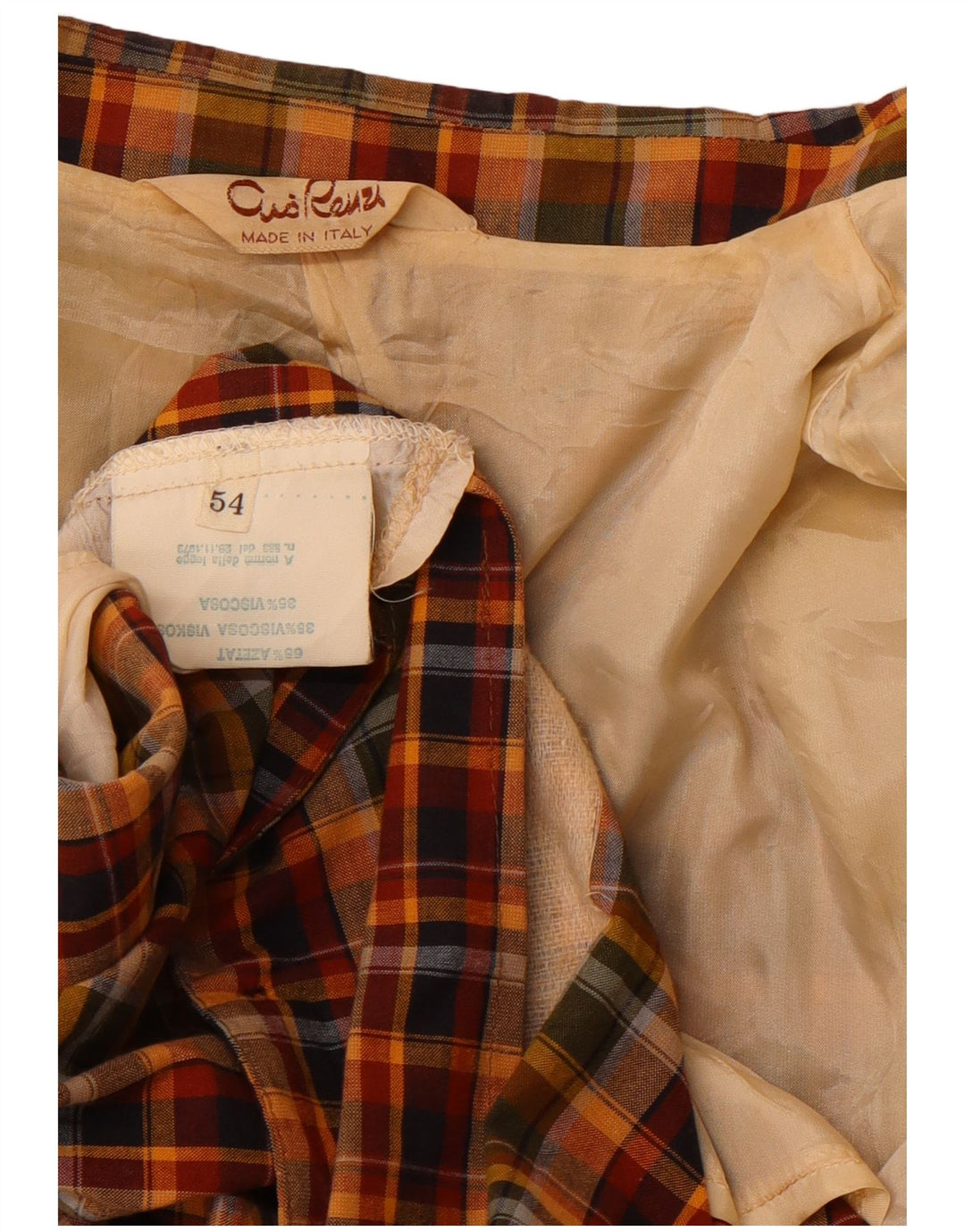 VINTAGE Herren 2-Knopf-Blazerjacke IT 54 2XL Mehrfarbig karierte Baumwolle