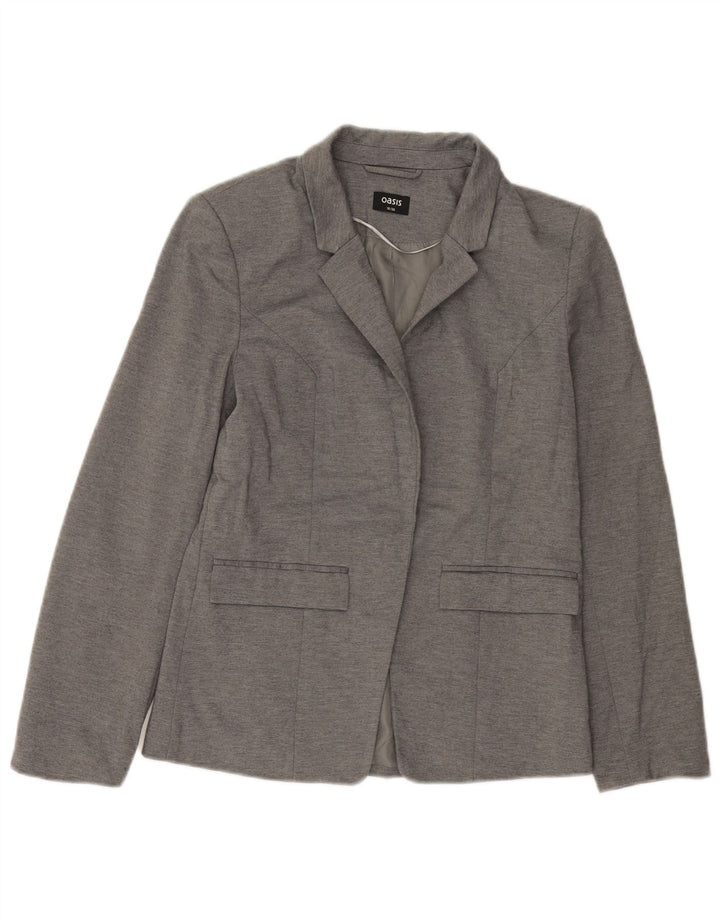 Oasis Womens Open Blazer Jacke UK 10 Small Grau Polyester