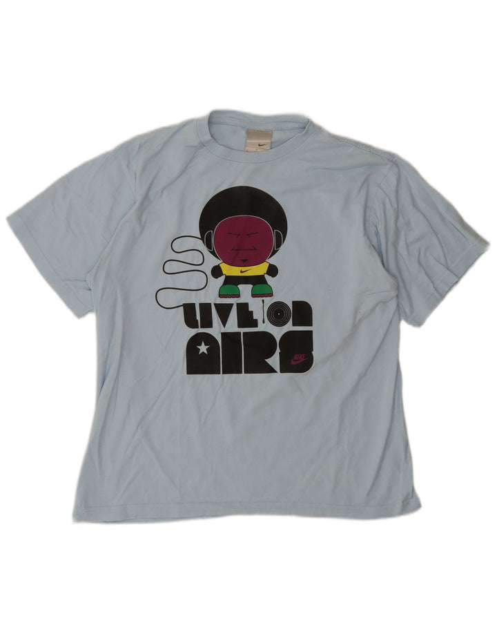 Nike Herren-T-Shirt mit Grafik, mittelblaue Baumwolle