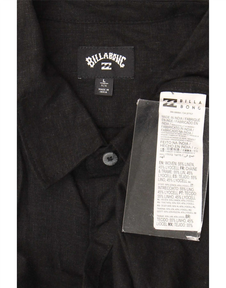 Billabong Herren Kurzarmhemd Large Schwarz Leinen