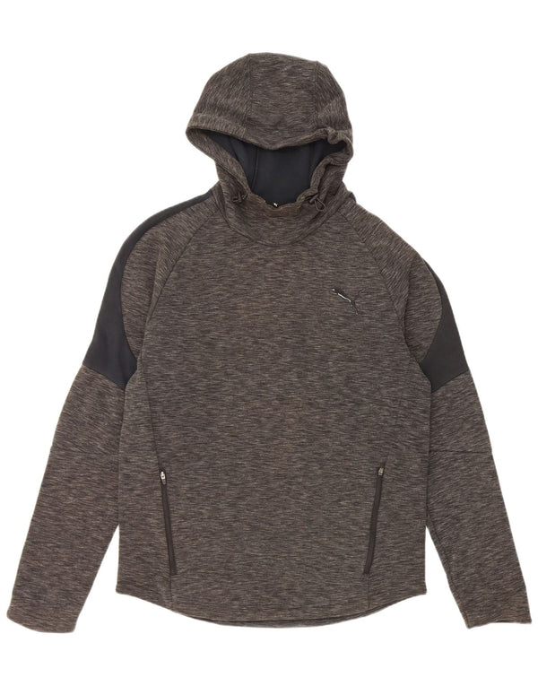 Puma Herren Kapuzenpullover aus mittelgrau gefleckter Baumwolle