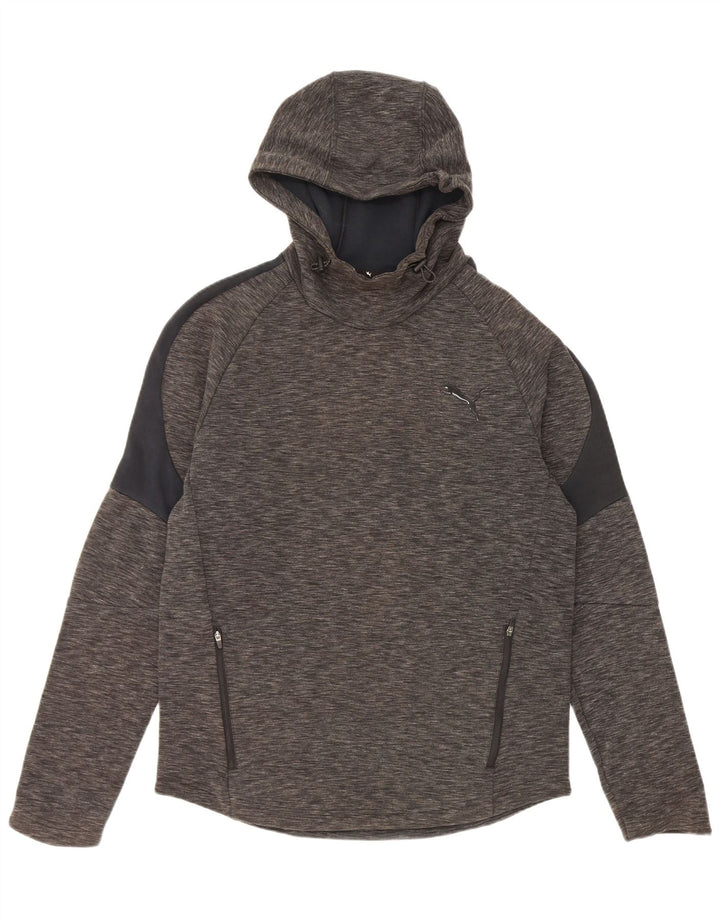 Puma Herren Kapuzenpullover aus mittelgrau gefleckter Baumwolle