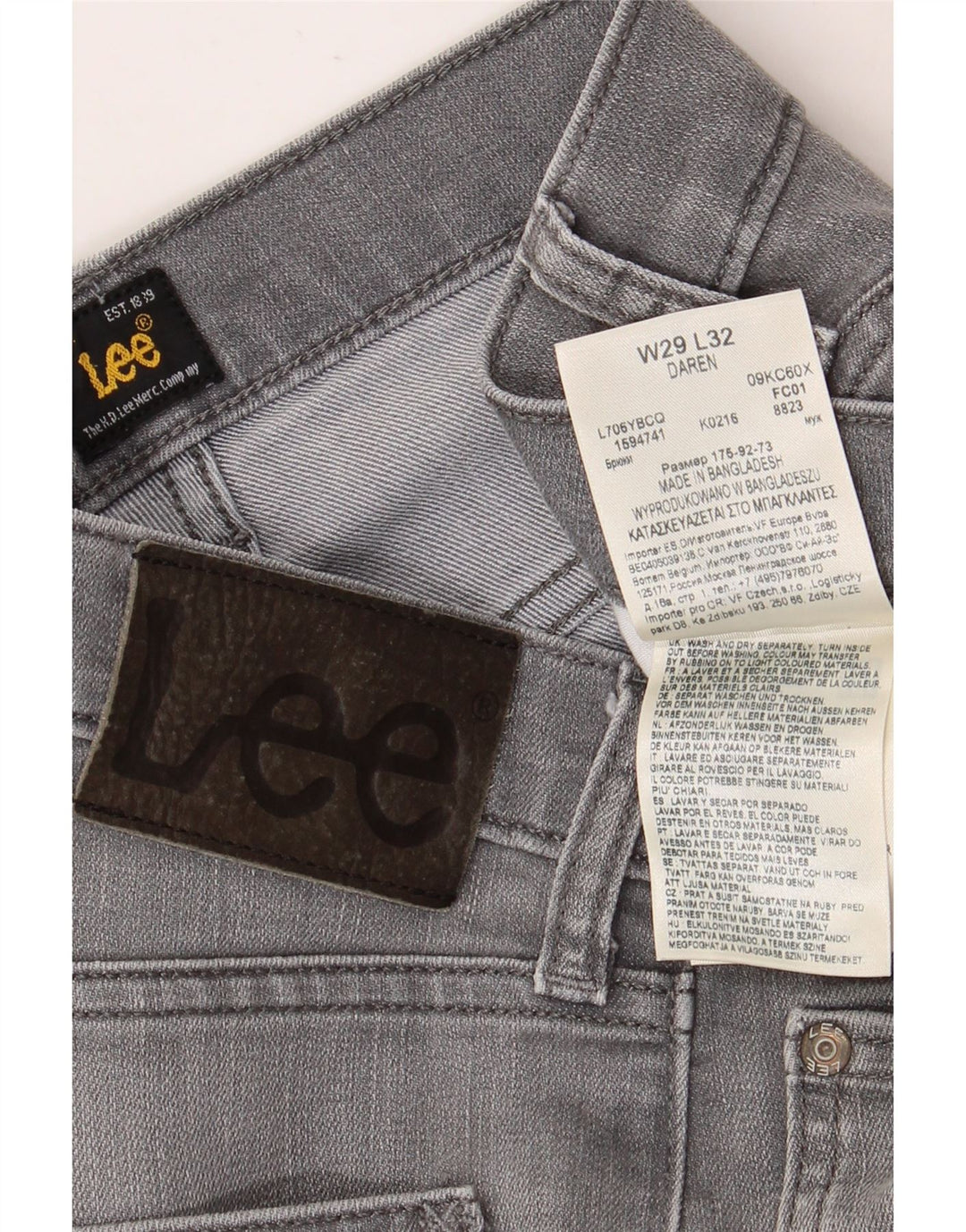 LEE Damen Daren Slim Jeans W29 L28 Graue Baumwolle