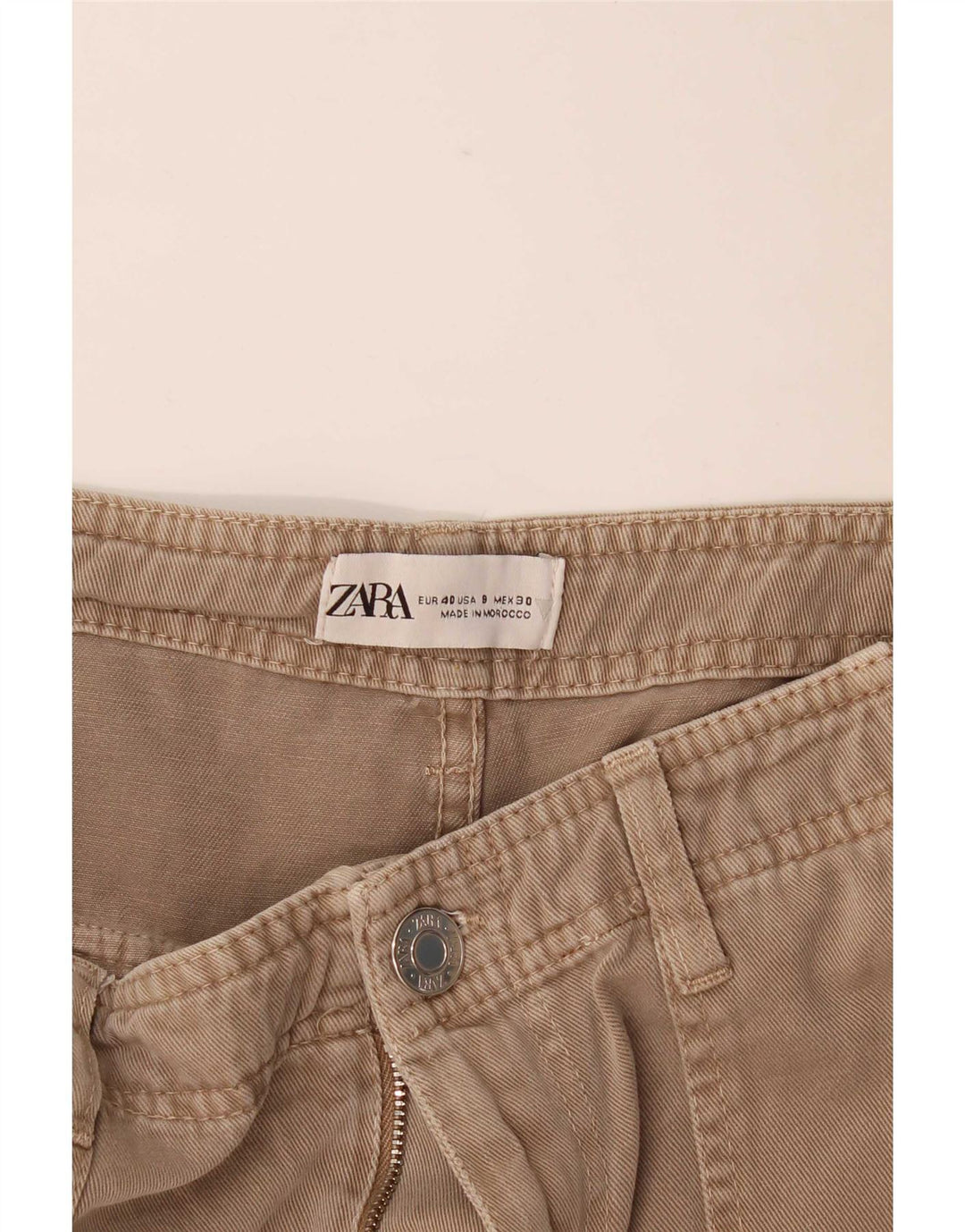 Zara Damen gerade Cargohose EU 40 Medium W30 L31 Beige
