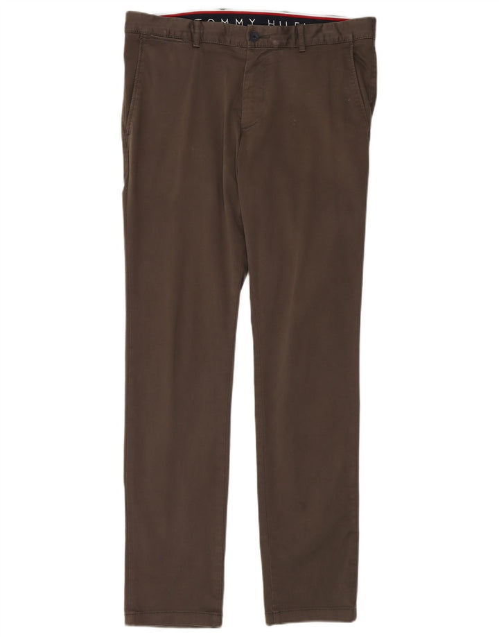 TOMMY HILFIGER Herren Slim Chinohose W34 L34 Graue Baumwolle