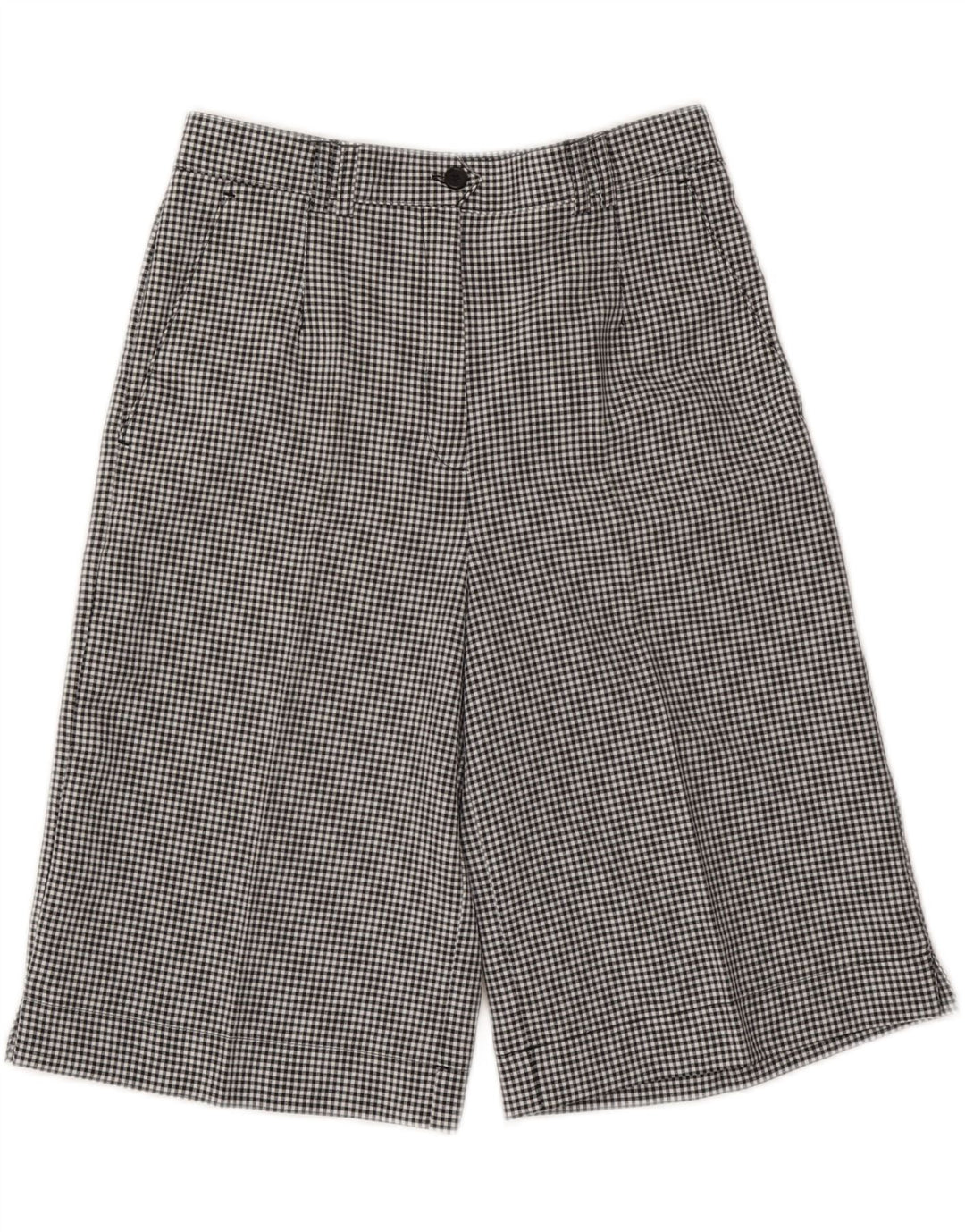 VINTAGE Chino-Shorts mit hoher Taille für Damen, UK 10, Größe S, W27, Schwarz, Gingham