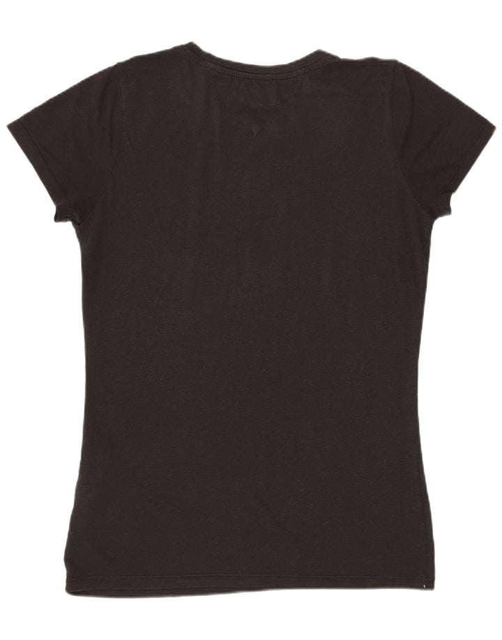 Tommy Hilfiger Damen Grafik-T-Shirt-Oberteil UK 12 Medium Schwarz