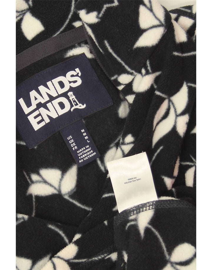 Lands End Damen Fleecejacke UK 14 Medium Navy Blue Floral Polyester