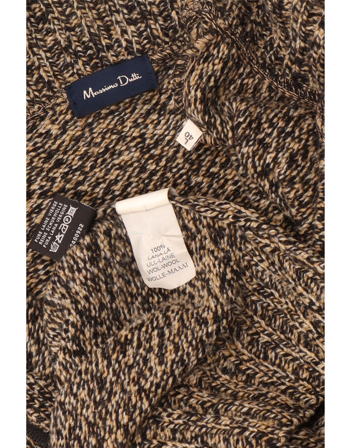 Massimo Dutti Herren-Strickjacke, große braun gesprenkelte Wolle