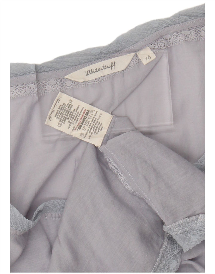 WHITE STUFF Damen-Blusenoberteil, UK-Größe 46, Größe L, blaue Baumwolle