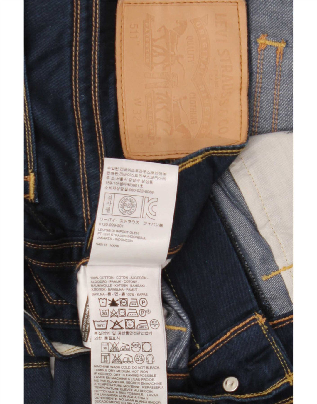 Levi's Herren 511 Slim Jeans W32 L34 Marineblaue Baumwolle