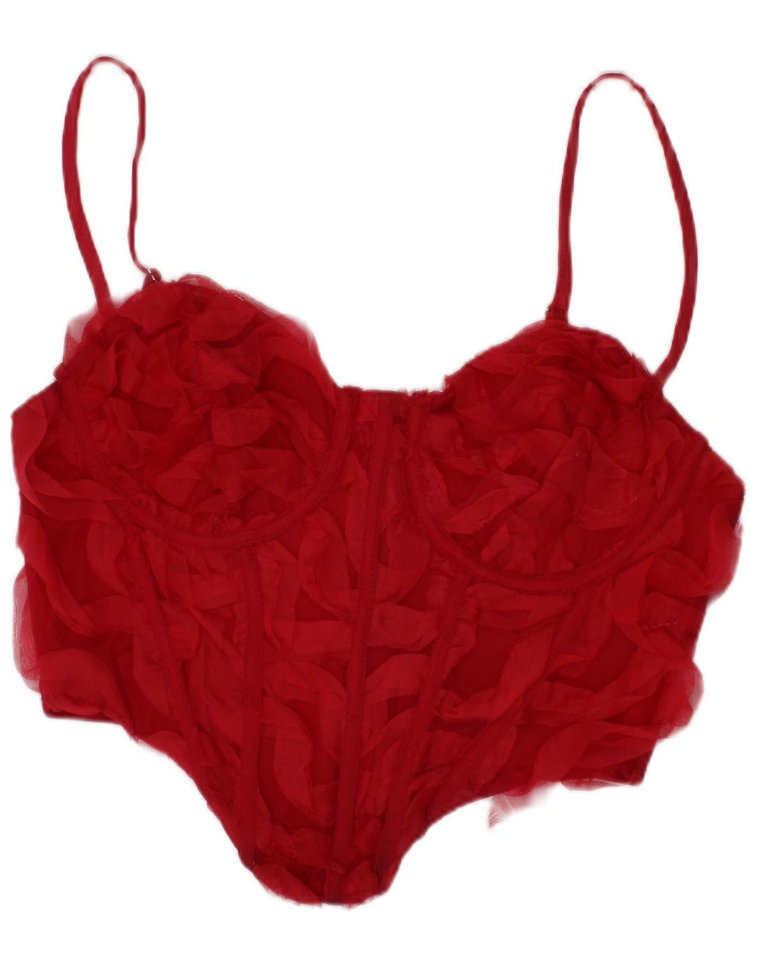 Bershka Damen Crop Corset Top Medium Red Polyester Festival