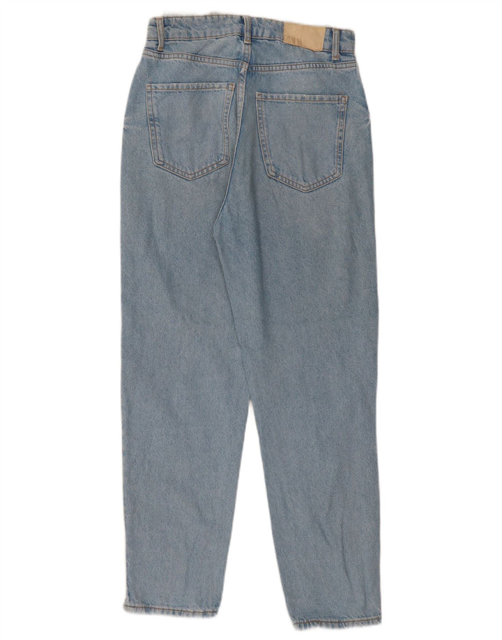 ZARA Damen Distressed High Waist Tapered Jeans EU 36 XS W26 L27 Blau