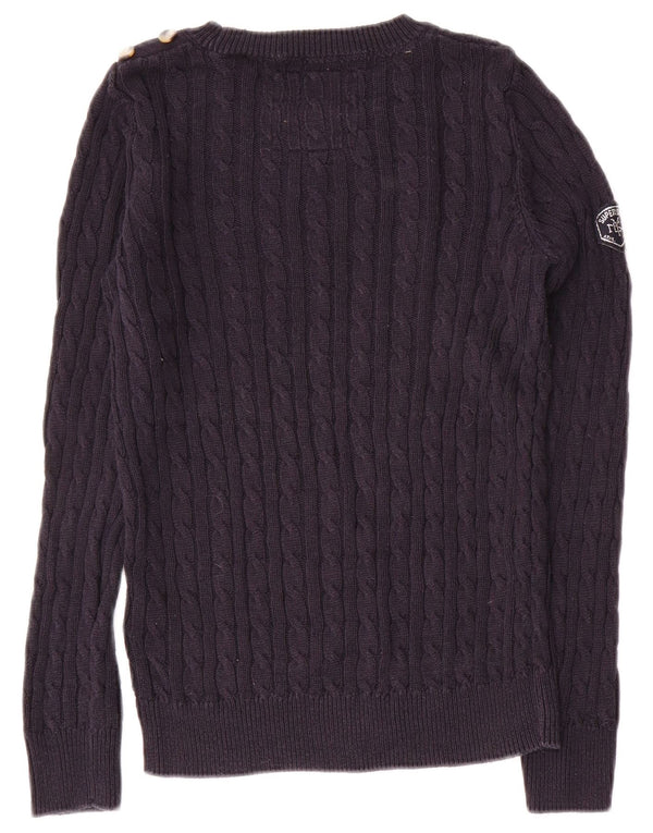 SUPERDRY Damen-Pullover mit Rundhalsausschnitt, Gr. 8, Marineblau, Baumwolle