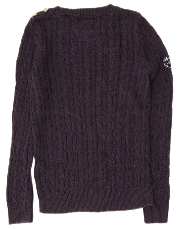 SUPERDRY Damen-Pullover mit Rundhalsausschnitt, Gr. 8, Marineblau, Baumwolle