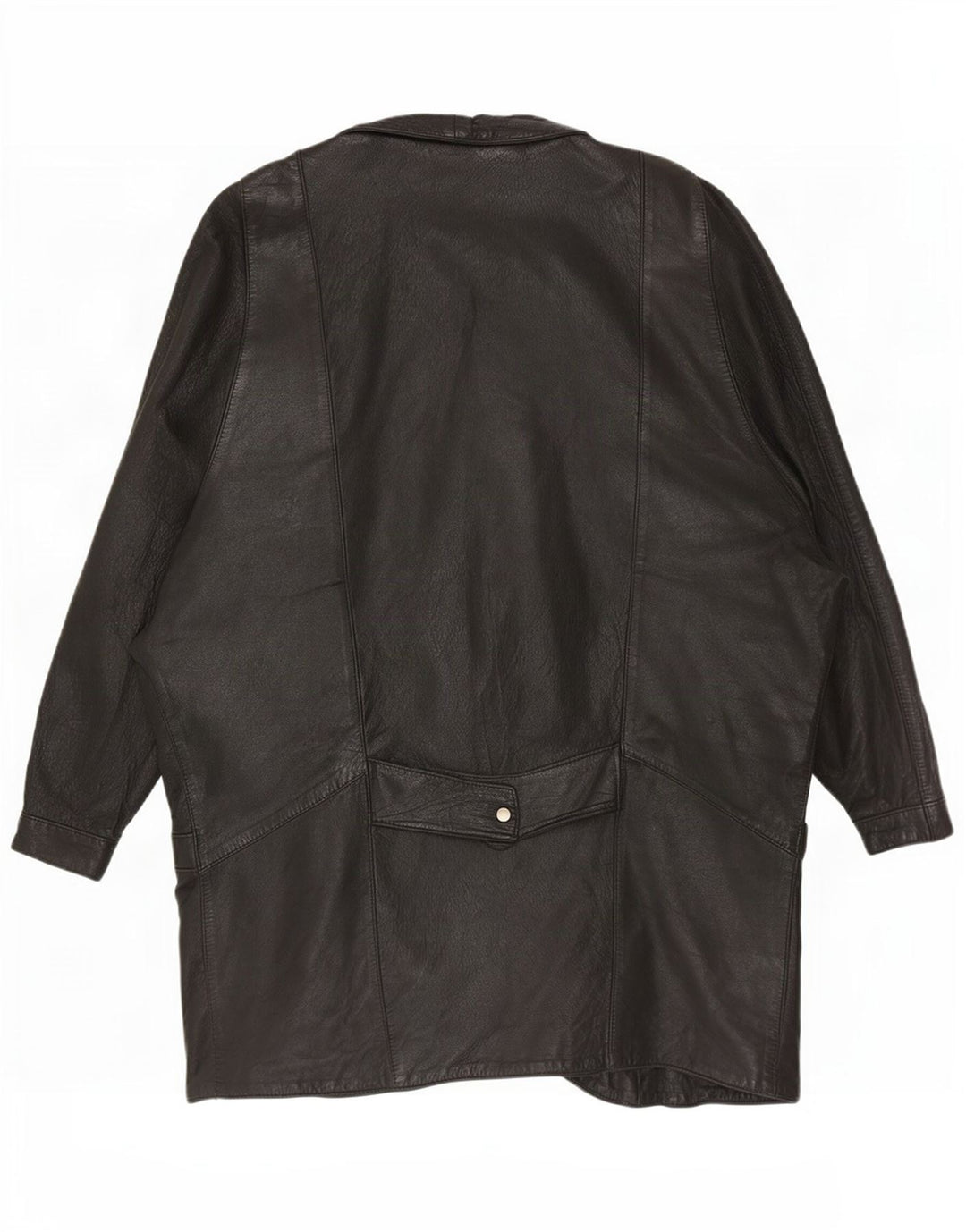 Vintage Damen Übergroßer Ledermantel UK 12 Medium Schwarz