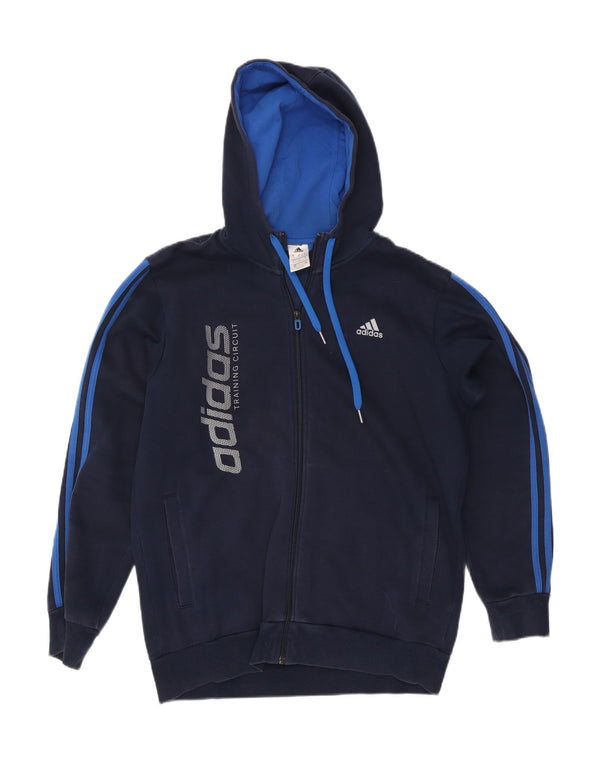 Adidas Herren Kapuzenpullover mit grafischem Reißverschluss, groß, marineblau, Baumwolle