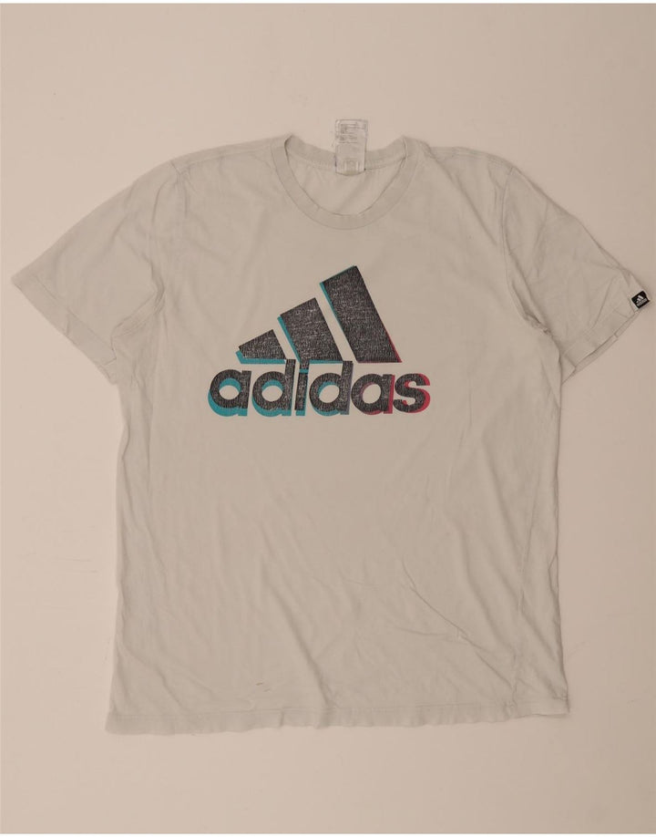 ADIDAS Herren Grafik T-Shirt Top Große weiße Baumwolle