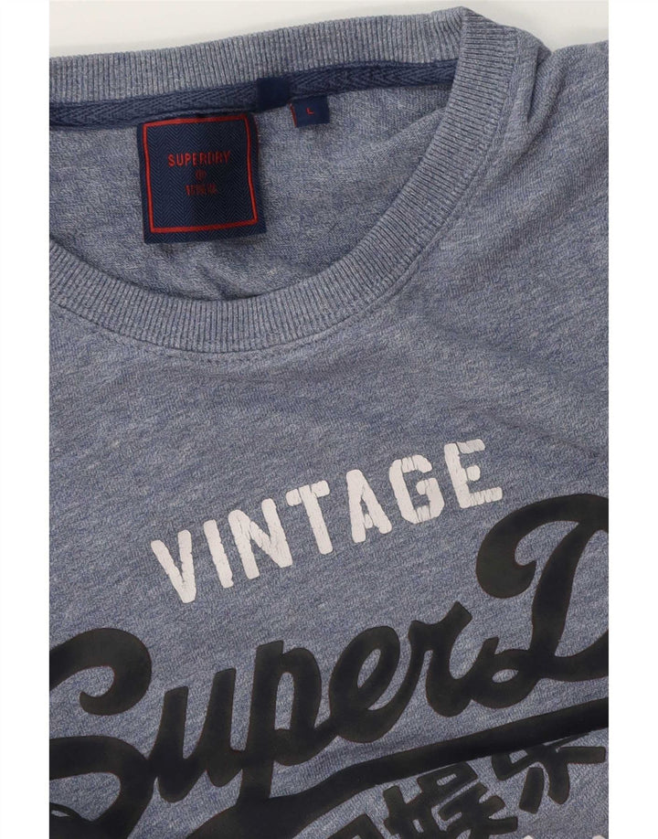 Superdry Herren-T-Shirt mit Grafik, Größe L, aus blauer Baumwolle
